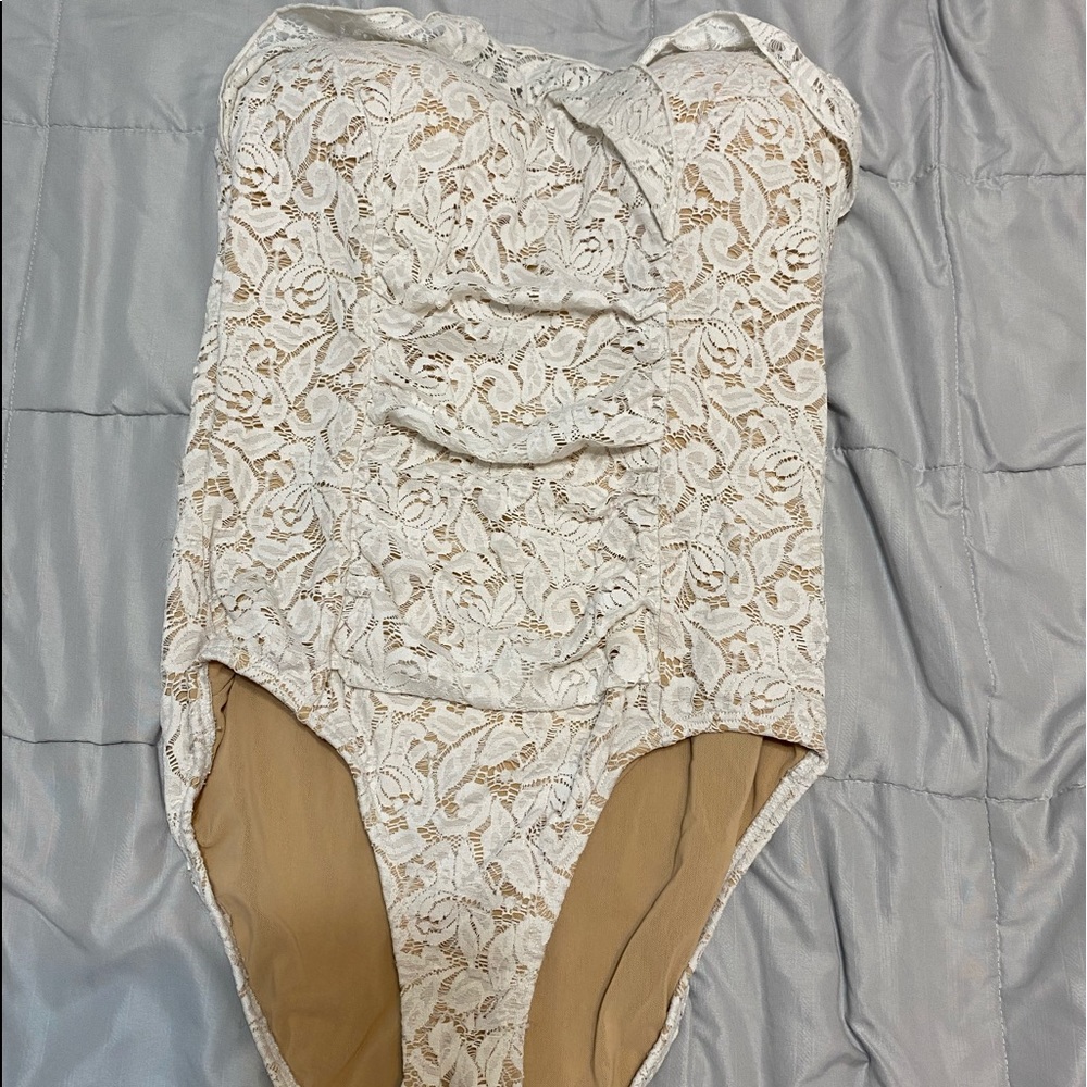 Lace white bathing suit